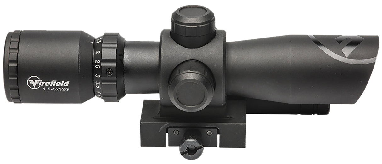 Firefield FF13063 Barrage w/Green Laser Matte Black 1.5-5x32mm Illuminated Red/Green Mil-Dot Reticle/Green Laser | FIREFIELD