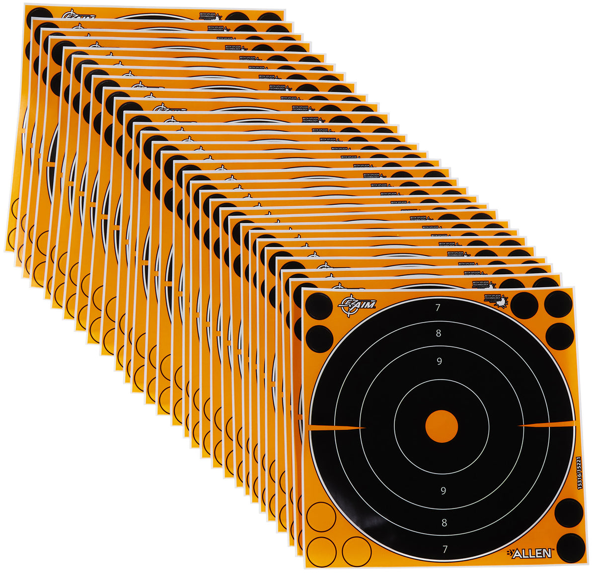 EZ-Aim 15221 Splash Reactive Self-Adhesive Paper Black/Orange 8" Bullseye 30 Pack | EZ-AIM