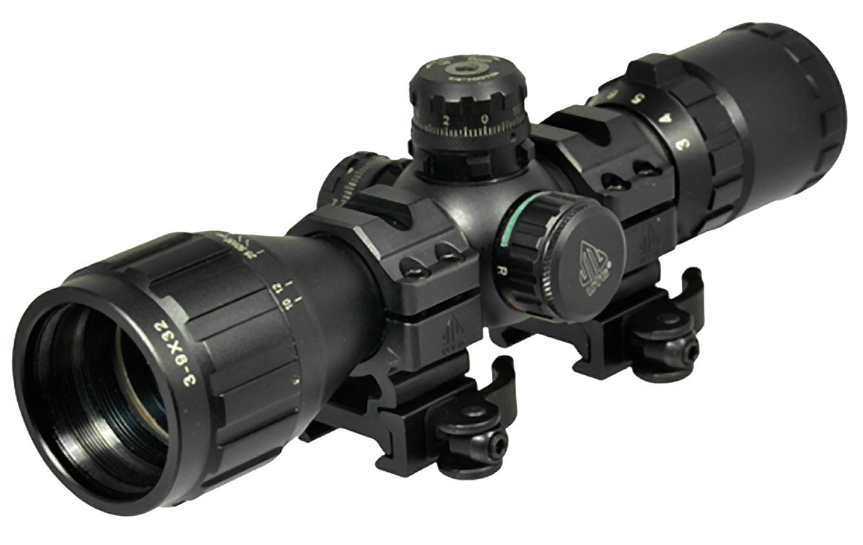 UTG SCP-M392AOLW BugBuster Black Hardcoat Anodized 3-9x32mm 1" Tube Illuminated Red/Green Mil-Dot Reticle | UTG