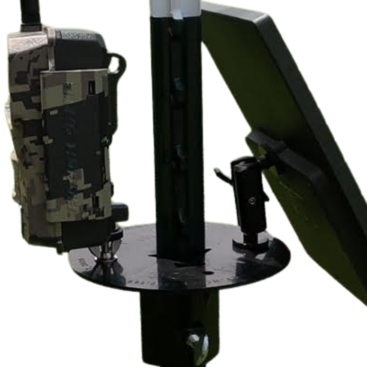 T Post Mount for 1 Camera and Solar Panel (includes 1 articulating arm for Solar and hardware for camera)