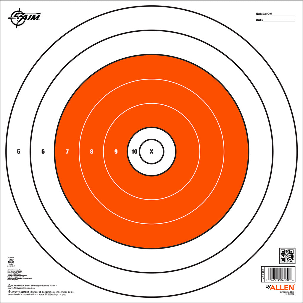 EzAim Bullseye Paper Targets 12x12 12 pk. | EZAim