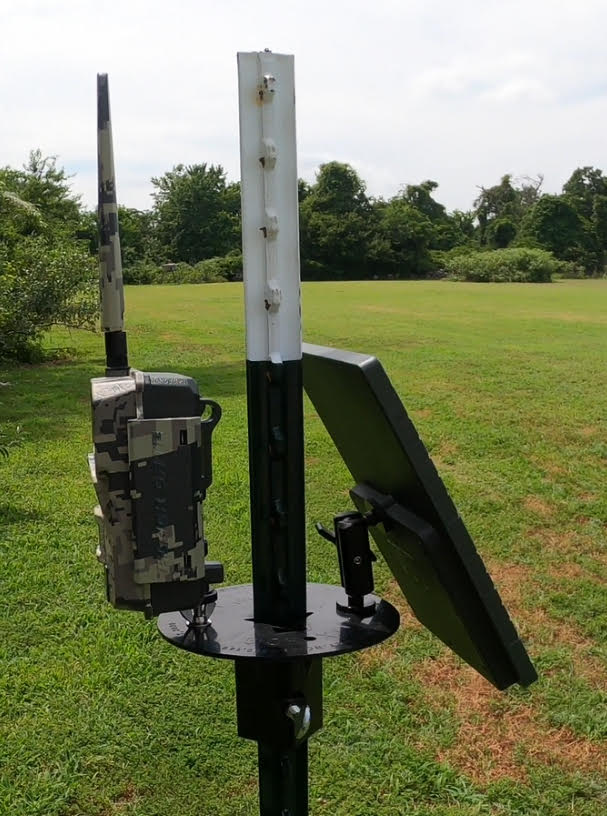 T Post Mount for 1 Camera and Solar Panel (includes 1 articulating arm for Solar and hardware for camera)