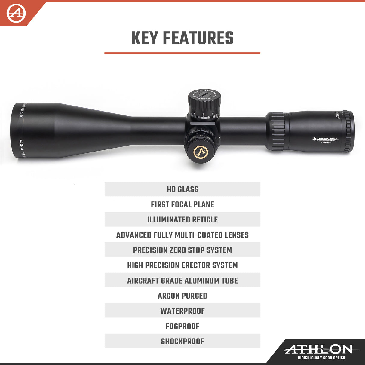 Ares BTR GEN2 HD 2.5-15x50 APRS5 FFP IR MIL Reticle