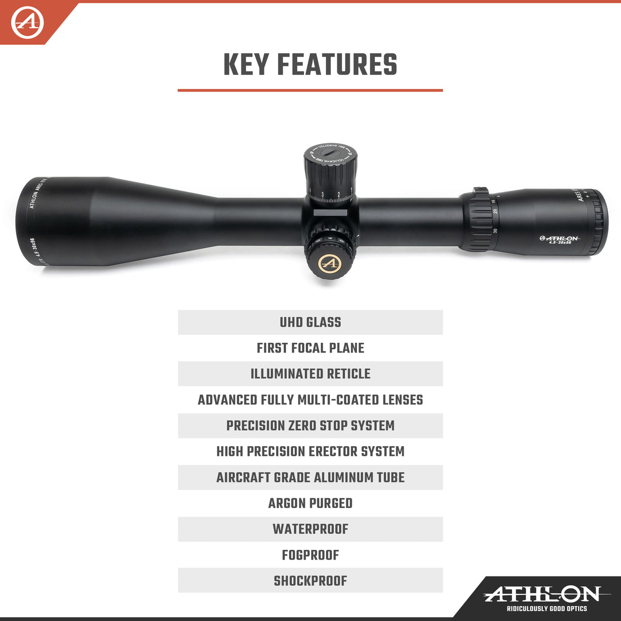 Ares ETR UHD 4.5-30x56 APRS6 FFP IR MIL Reticle