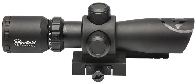 Firefield FF13063 Barrage w/Green Laser Matte Black 1.5-5x32mm Illuminated Red/Green Mil-Dot Reticle/Green Laser | FIREFIELD