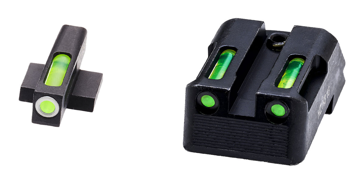 HiViz KBN321 LiteWave H3 Sight Set for Kimber 1911 Green Tritium White Outline Front Sight-Green Fiber Optic Rear Sight