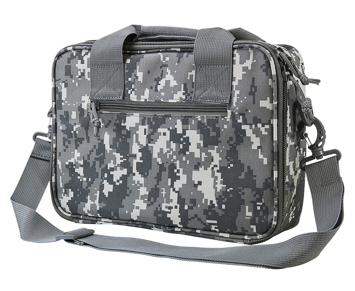 NcStar CPDX2971D VISM Double Pistol Range Bag w/ Mag Pouches Loop Fasteners Zippers Padding & Digital Camouflage Finish