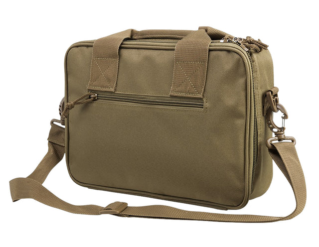 NcStar CPDX2971T VISM Double Pistol Range Bag w/ Mag Pouches Loop Fasteners Zippers Padding & Tan Finish
