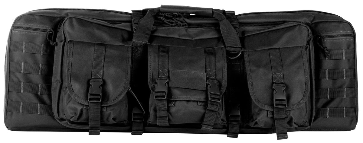NcStar CVDC2946B42 VISM Double Carbine Case Heavy Duty PVC Nylon w/Padded Center Divider Lockable Zippers Exterior Pockets