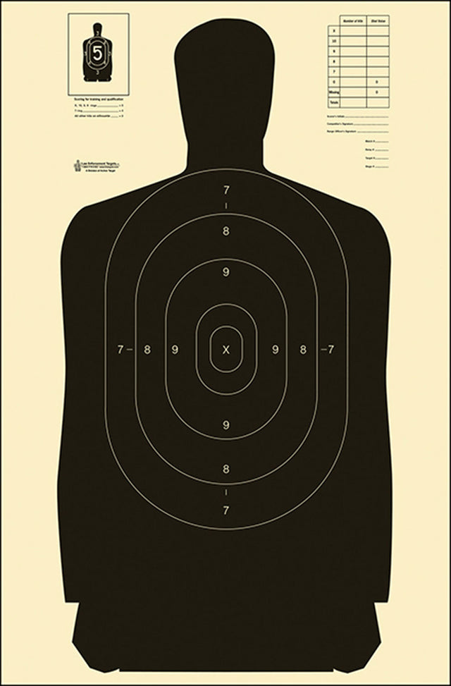 Action Target B27SBLACK100 Qualification Standard Silhouette Heavy Paper Hanging Black/White 100 Per Box