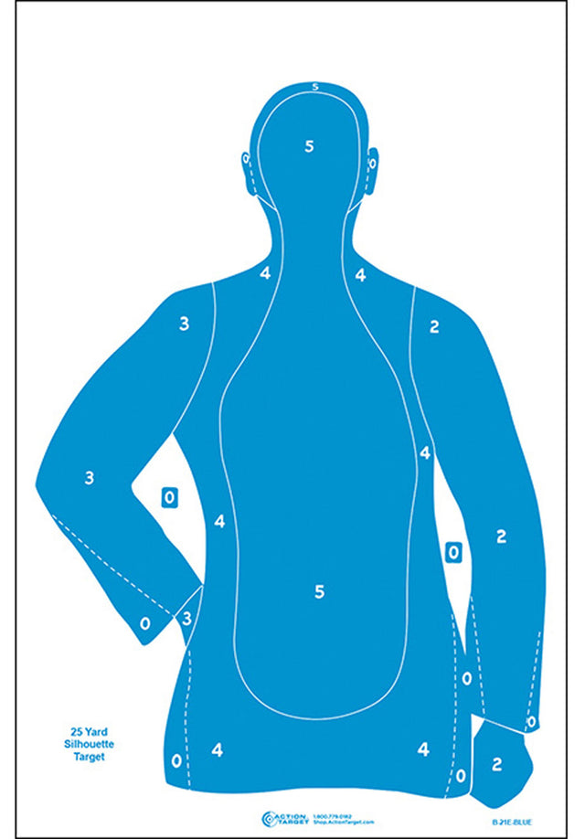 Action Target B21EBLUE100 Qualification Silhouette Paper Hanging 23" x 35" Blue 100 Per Box