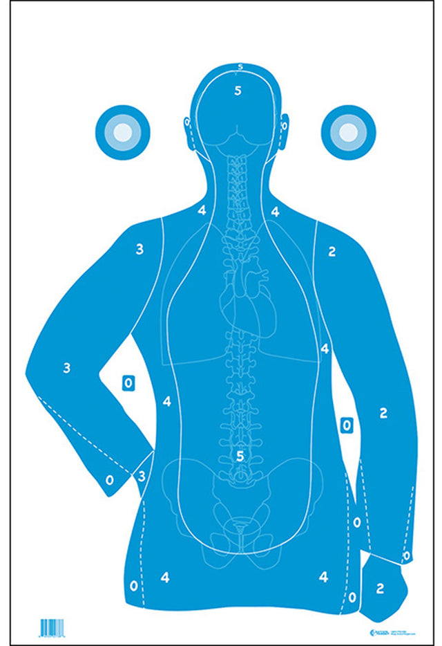 Action Target FB21EANTAV2100 Qualification Silhouette/Vitals Paper Hanging 23" x 35" Blue/White 100 Per Box
