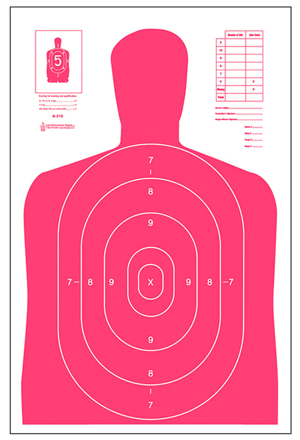 Action Target B27ERD100 Qualification High Visibility Fluorescent Silhouette Paper 23" x 35" Red/White 100 Per Box