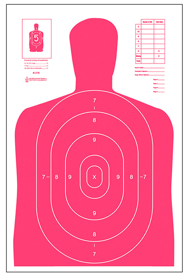Action Target B27ERD100 Qualification High Visibility Fluorescent Silhouette Paper 23" x 35" Red/White 100 Per Box