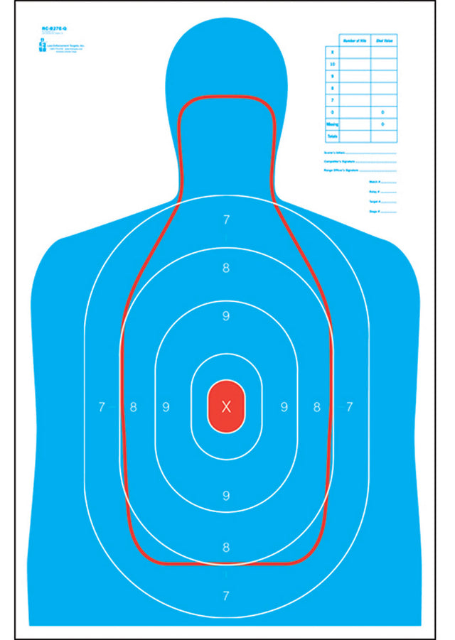 Action Target RCB27EQ100 Qualification B-27E & FBI Q Combo Silhouette Hanging Paper 23" x 35" Blue/White 100 Per Box
