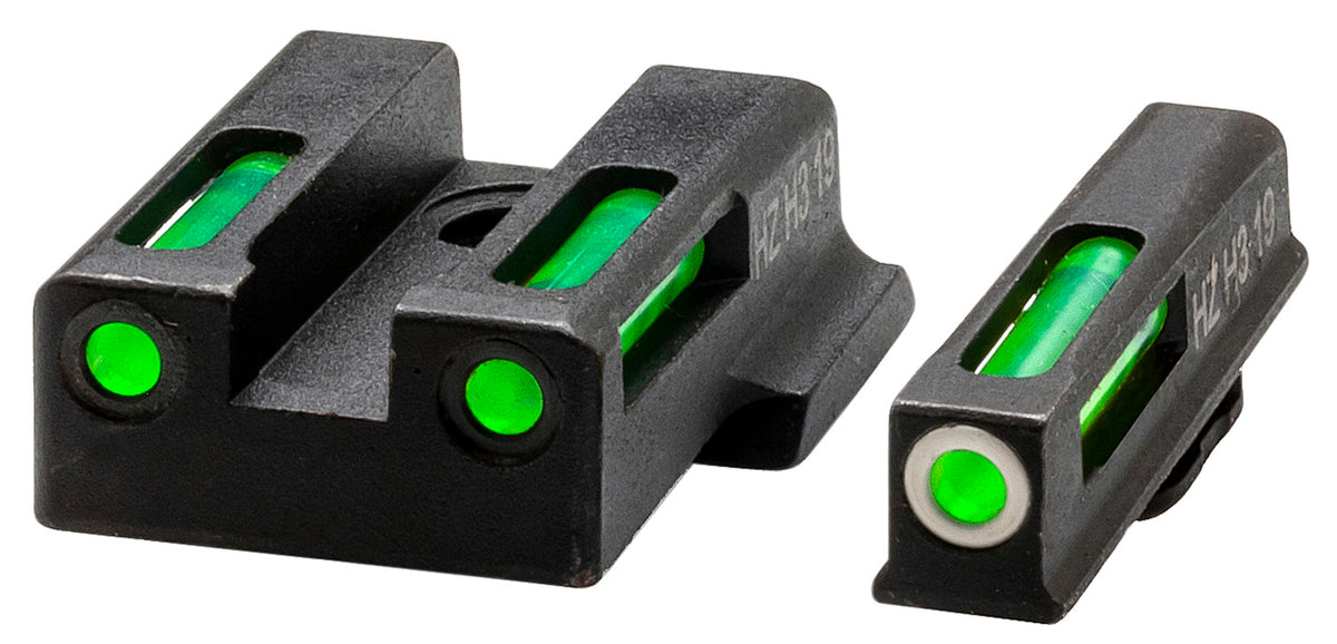 HiViz EZN321 LiteWave H3 Sight Set for S&W EZ380 Green Tritium White Outline Front Sight-Green Fiber Optic Rear Sight