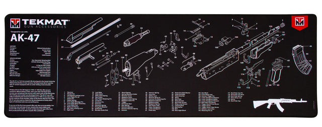 TekMat TEKR44AK47 AK-47 Ultra 44 Cleaning Mat Black/White Rubber 15"x44" AK-47 Parts Diagram