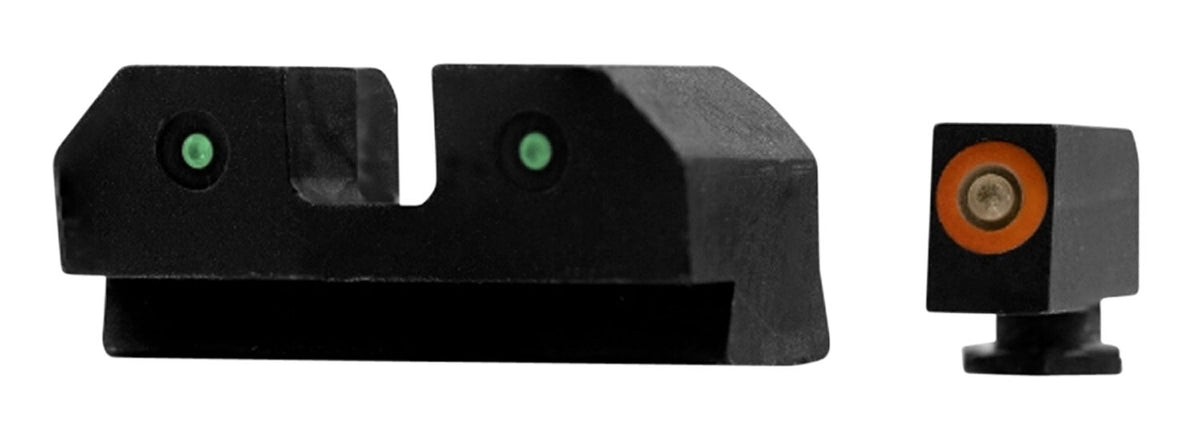 XS Sights GLR012P6N R3D Night Sights fits Glock Black | Green Tritium Orange Outline Front Sight Green Tritium Rear Sight