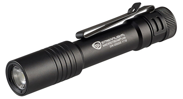 Streamlight 66320 Macrostream USB Everyday Carry Flashlight Black Anodized 50/500 Lumens White LED