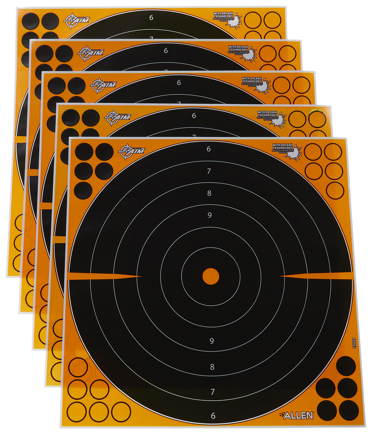 EZ-Aim 15227 Splash Reactive Self-Adhesive Paper Black/Orange 16" Bullseye 5 Pack | EZ-AIM