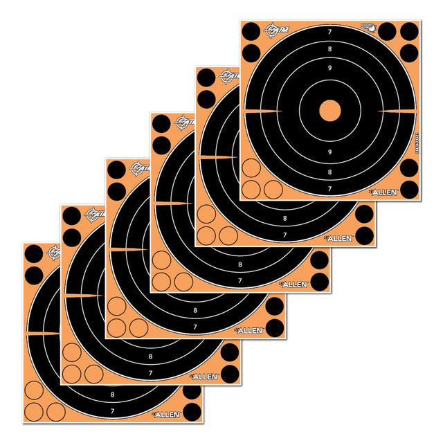 EZ-Aim 15316 Splash Reactive Self-Adhesive Paper Black/Orange 8" Bullseye 6 Pack | EZ-AIM