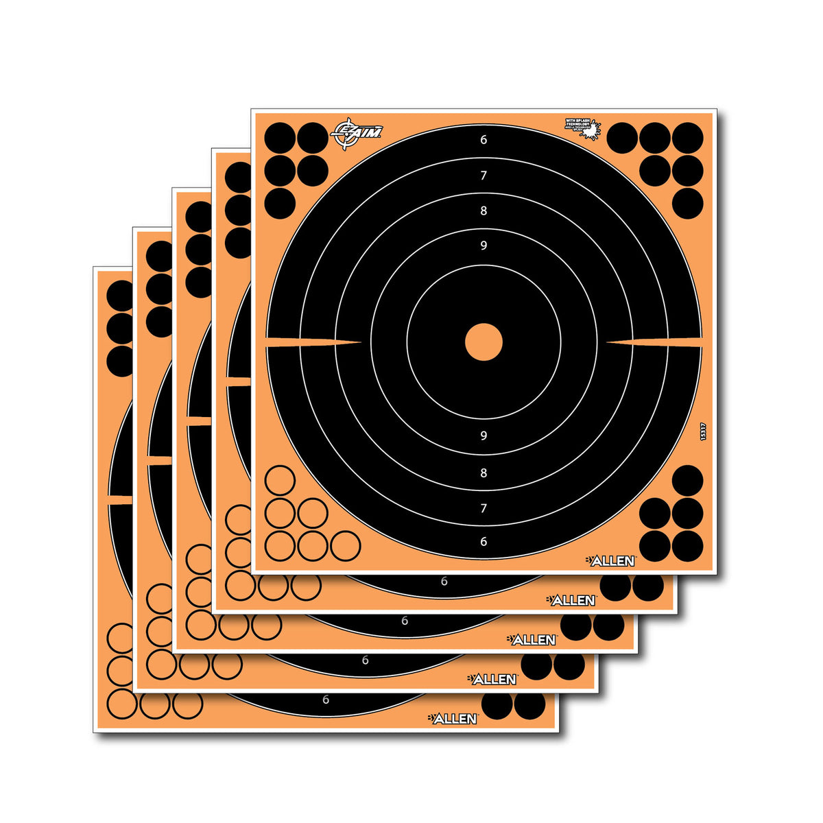 EZ-Aim 15317 Splash Reactive Self-Adhesive Paper Black/Orange 12" Bullseye 5 Pack | EZ-AIM