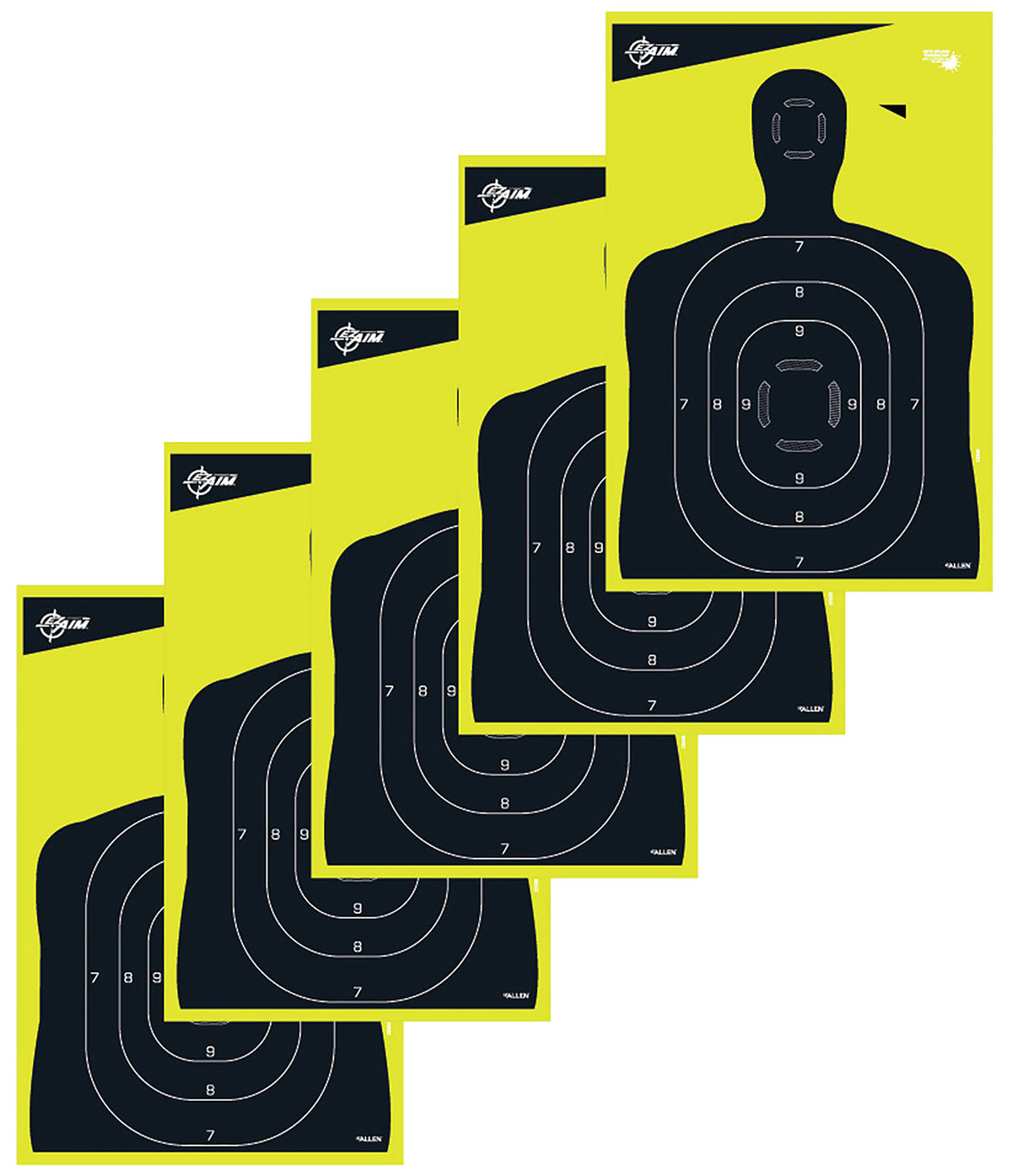 EZ-Aim 15330 Splash Reactive Target Silhouette Paper Hanging 12" x 18" Black/Yellow 5 Pack | EZ-AIM