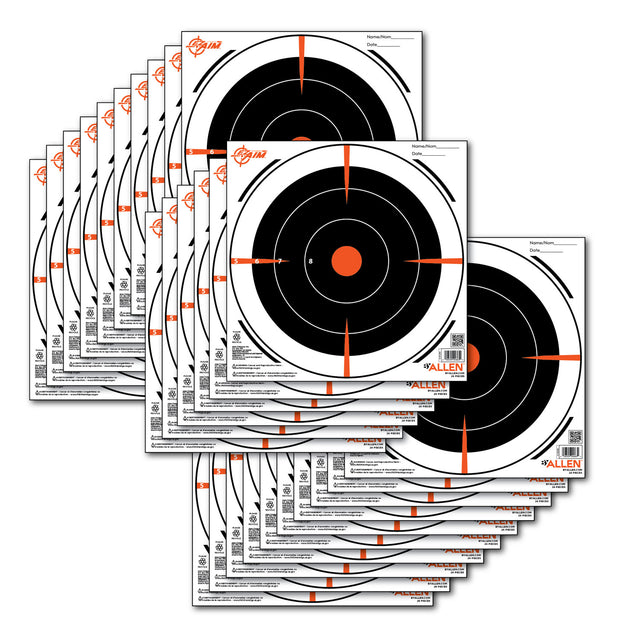 EZ-Aim 15246 Bullseye Hanging 8" x 8" Black/Orange/ White 26 Per Pack | EZ-AIM