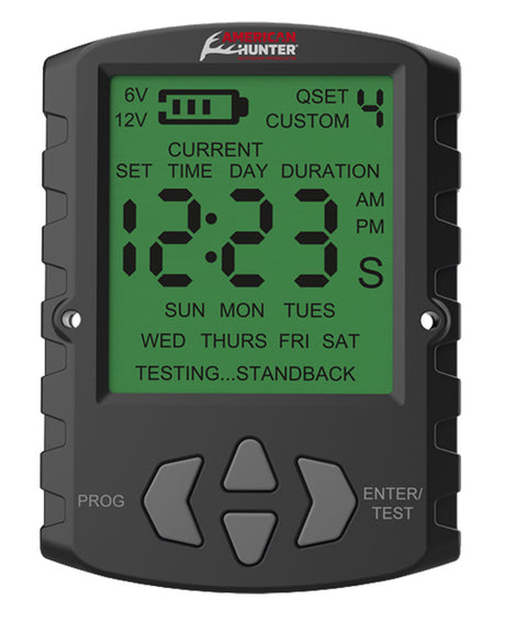 American Hunter AHUTM Universal Digital Timer 6/12 Volt, 1-30 Seconds Feed Rate, 2 Quick/16 Custom Settings | AMERICAN HUNTER