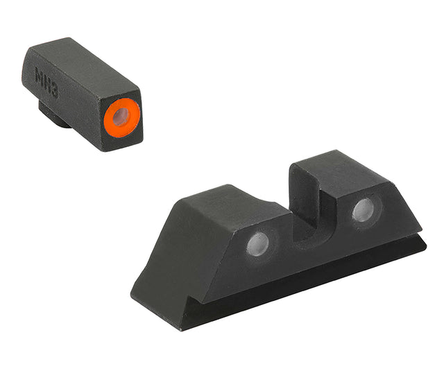 Meprolight USA 402243131 Hyper-Bright Sight Set Green Tritium Orange Outline Front Sight-Green Tritium Black Outline Rear Sight Glock 17/17L/19/22