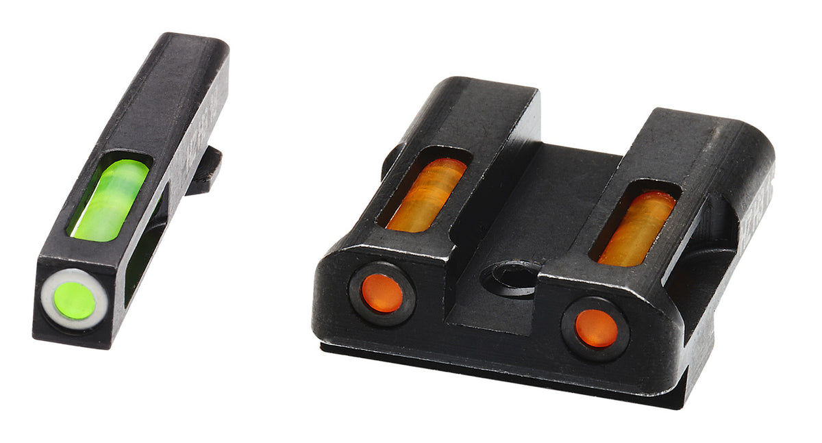 HiViz GLN429 LiteWave H3 Sight Set for Glock Green Tritium White Outline Front Sight-Orange Fiber Optic Rear Sight