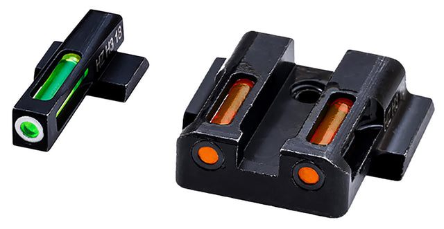 HiViz MPSN421 LiteWave H3 Sight Set for S&W Shield Green Tritium White Outline Front Sight-Orange Fiber Optic Rear Sight