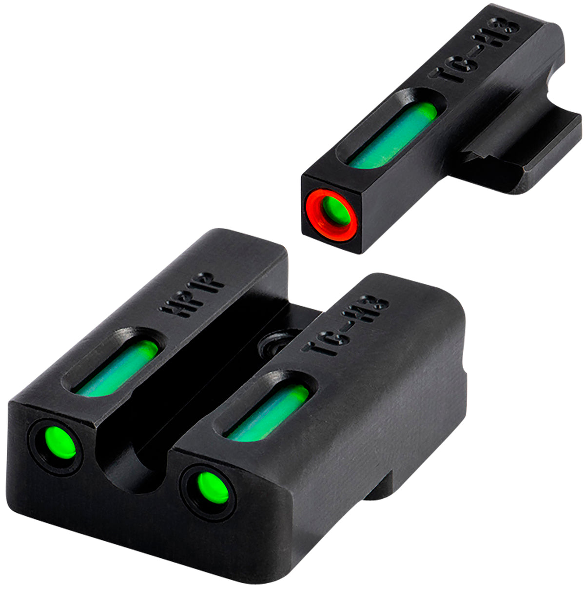 TruGlo TG13KS1PC TFX Pro Black | Green Tritium & Fiber Optic Orange Outline Front Sight Green Tritium & Fiber Optic Rear Sight