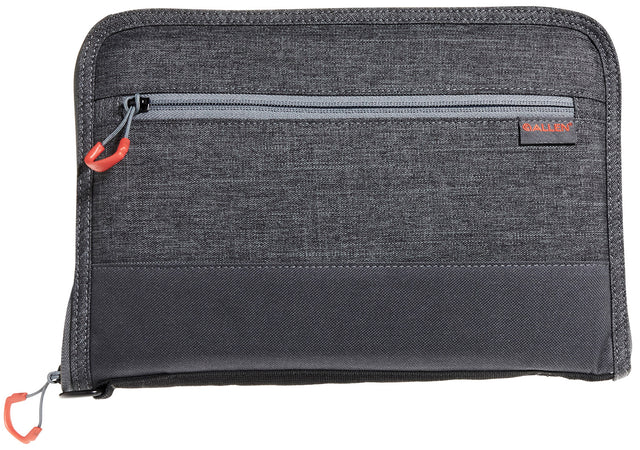 Allen 7757 Auto-Fit 2.0 Deluxe Handgun Case Gray w/Red Accents, Foam Padding, Knit Interior, Exterior Pocket Finish for Most Full-Size Semi-Autos 11" L