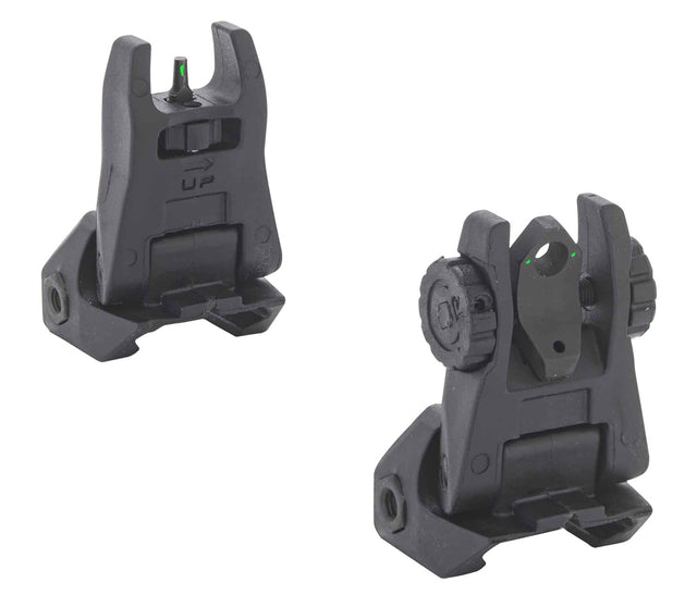 Meprolight USA 404100 FUBS Sight Set Black AR-15 Flip Up Green Tritium Front/Green Tritium Rear