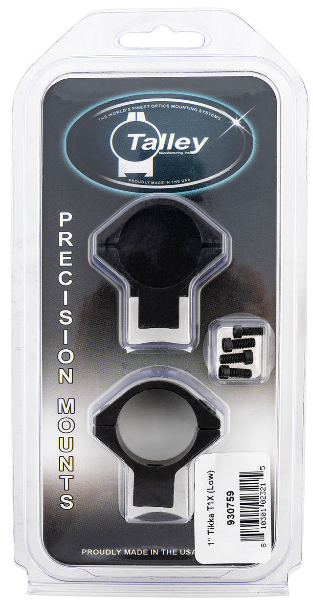 Talley 930759 Scope Mount/Ring Combo Black Anodized Aluminum 1" Tube Tikka T1/T1X Low Rings 0 MOA