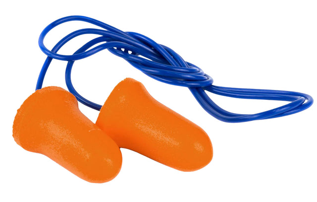 Walker's GWPCORDPLGBKT Corded Foam Ear Plugs 32 dB Orange with Blue Cord 50 Pair