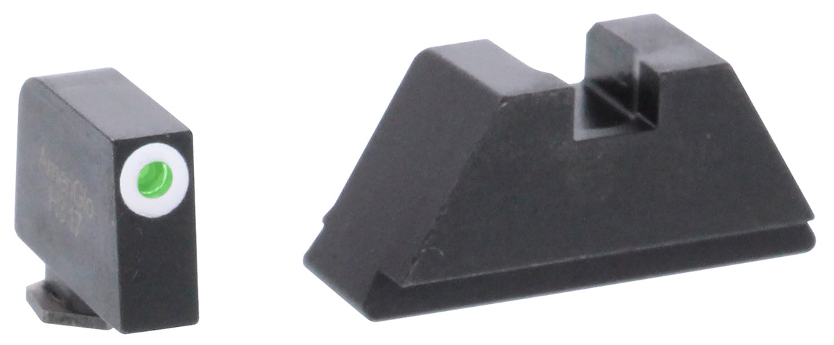 AmeriGlo GL411 Optic Compatible Sight Set for Glock XL Tall Green Tritium White Outline Front Sight-Green Tritium Black Rear Sight