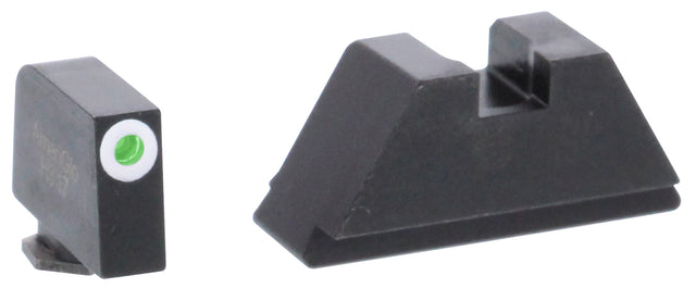 AmeriGlo GL411 Optic Compatible Sight Set for Glock XL Tall Green Tritium White Outline Front Sight-Green Tritium Black Rear Sight