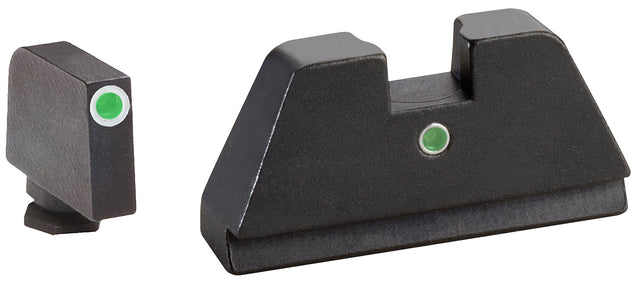 AmeriGlo GL191 Optic Compatible Sight Set for Glock XL Tall Green Tritium White Outline Front Sight-Green Tritium Rear Sight