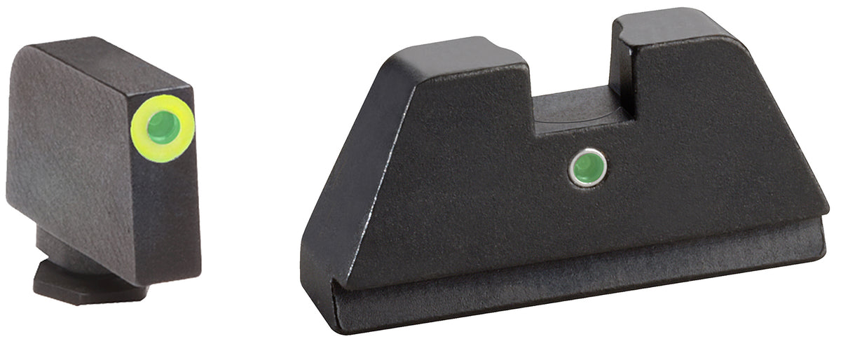 AmeriGlo GL391 Optic Compatible Sight Set for Glock XL Tall Green Tritium LumiGreen Outline Front Sight-Green Tritium Rear Sight
