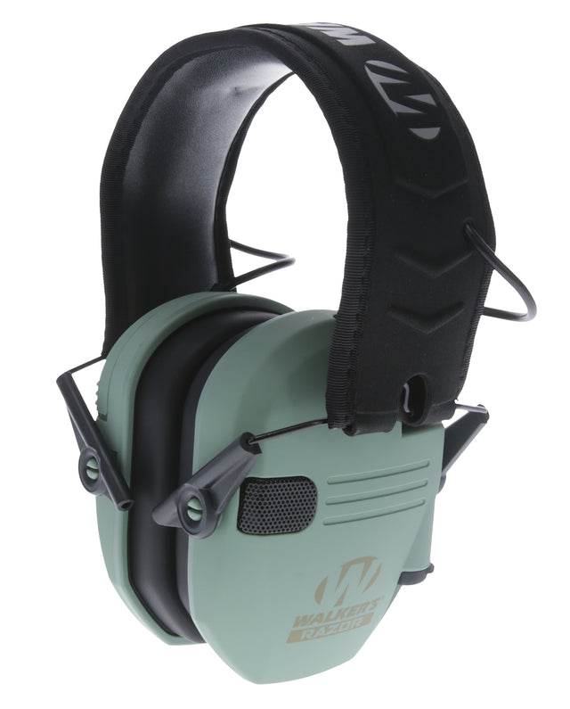 Walker's GWPRSEMSGN Razor Slim Electronic Muff 23 dB Over the Head Sage Green/Black Polymer