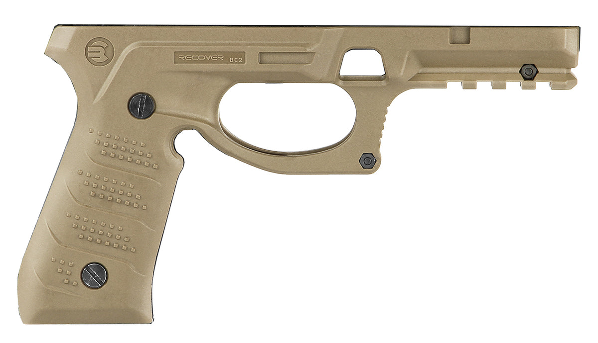 Recover Tactical BC2-02 Grip & Rail System Tan Polymer Picatinny for Most Beretta 92 & M9 Models