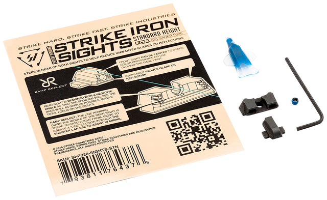 Strike Industries P320SIGHTSSTN Strike Iron Sights Black/Blank Front Sight Black/Blank Rear Sight Sig Sauer P320 with Rear Dovetail Standard Height