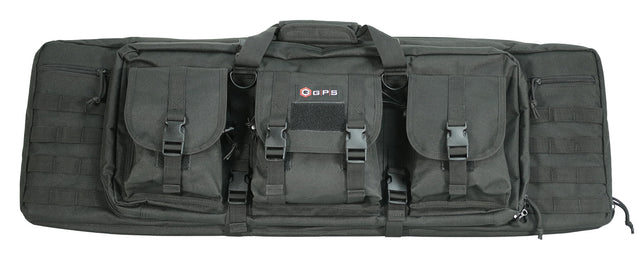 GPS Bags DRC36 Double Rifle Case 36" Black 600D Polyester w/ 2 Padded Pistol Sleeves MOLLE Webbing & Lockable Zippers