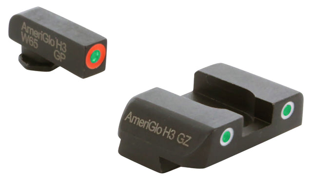 AmeriGlo GL241 Custom Classic Sight Set for Glock Green Tritium Orange Outline Front Sight-Green Tritium White Outline Rear Sight
