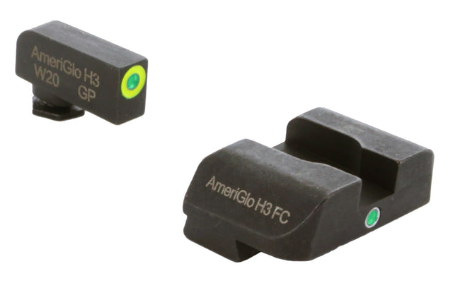 AmeriGlo GL301 i-Dot Sight Set for Glock Green Tritium LumiGreen Outline Front Sight-Green Tritium Rear Sight
