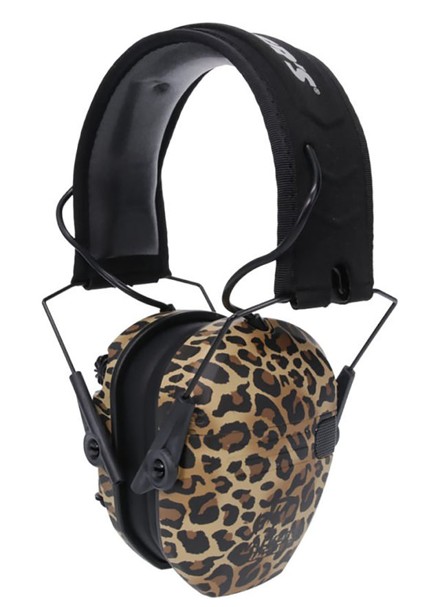 Walker's GWPRSEM-LEO Razor Slim Electronic Muff 23 dB Over the Head Leopard Print/Black Polymer