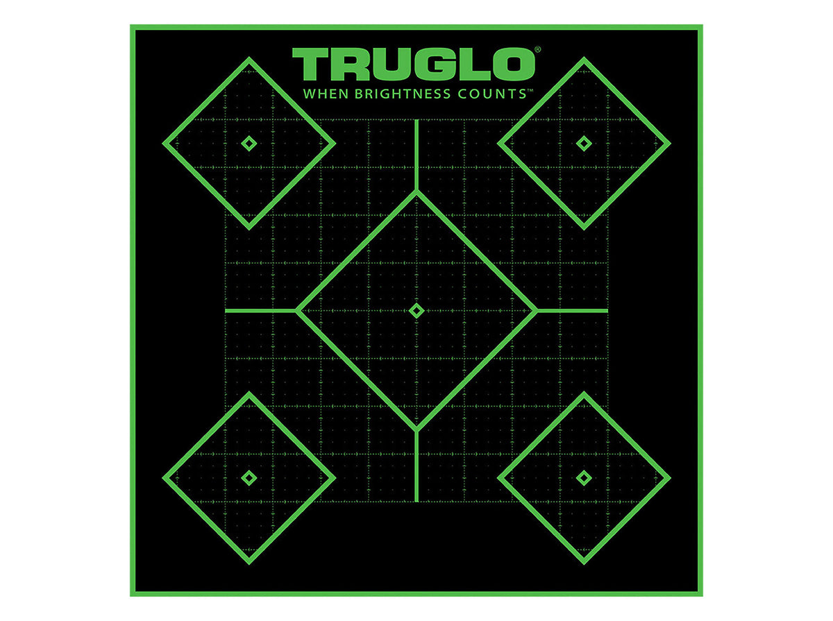 TruGlo TG14A25BB Tru-See 5- Diamond Target Self-Adhesive Heavy Paper Black/Green 12"x12" 25 Pack