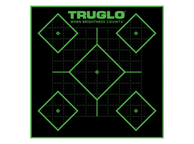 TruGlo TG14A25BB Tru-See 5- Diamond Target Self-Adhesive Heavy Paper Black/Green 12"x12" 25 Pack